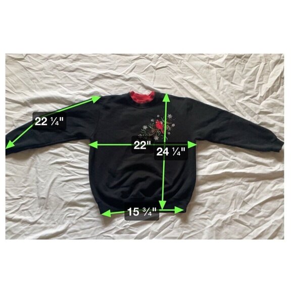 Country Store Womens Black Sweatshirt W/ Embroidered Cardinal & Pinecone Design - Picture 10 of 10